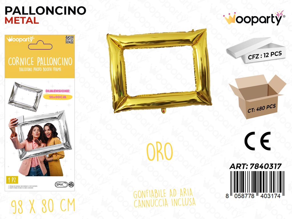 Palloncino Metal Cornice Selfie Oro 98*80CM