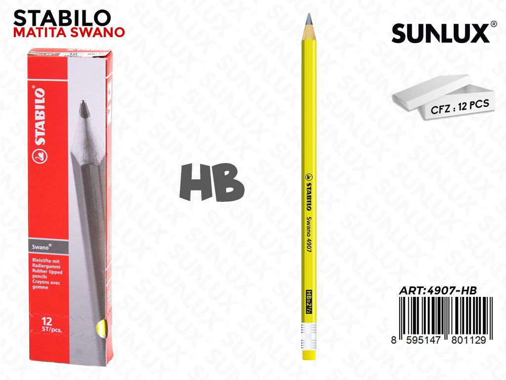 Stabilo Matita Hb c/Gomma Fluo Giallo