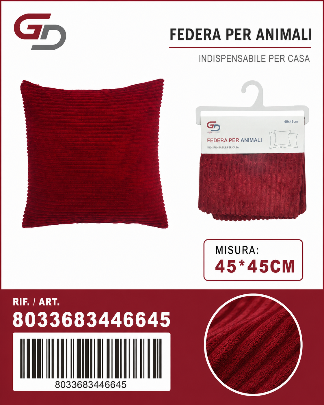 Federa Per Cuscino Animelle 45*45Cm