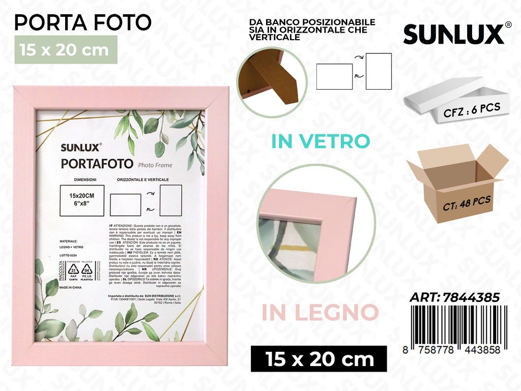 Sunlux Portafoto Rosa Legno 15*20CM