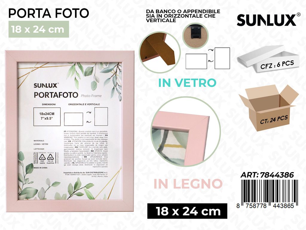 Sunlux Portafoto Rosa Legno 18*24CM