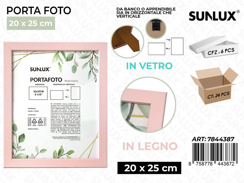 Sunlux Portafoto Rosa Legno 20*25CM