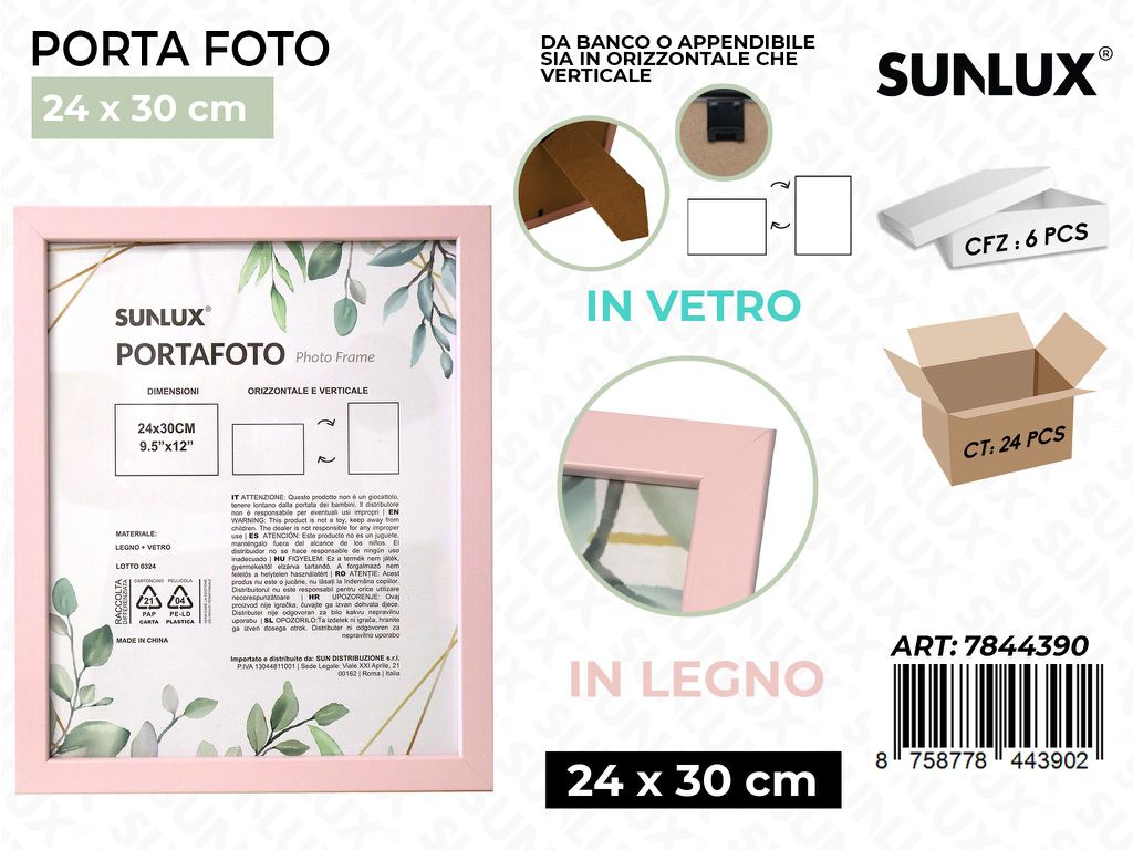 Sunlux Portafoto Rosa Legno 24*30CM