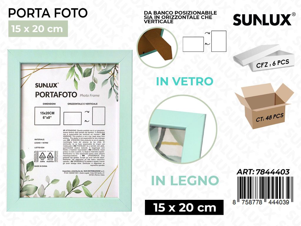 Sunlux Portafoto Celeste Legno 15*20CM