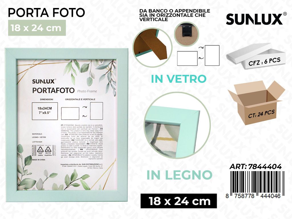 Sunlux Portafoto Celeste Legno 18*24CM