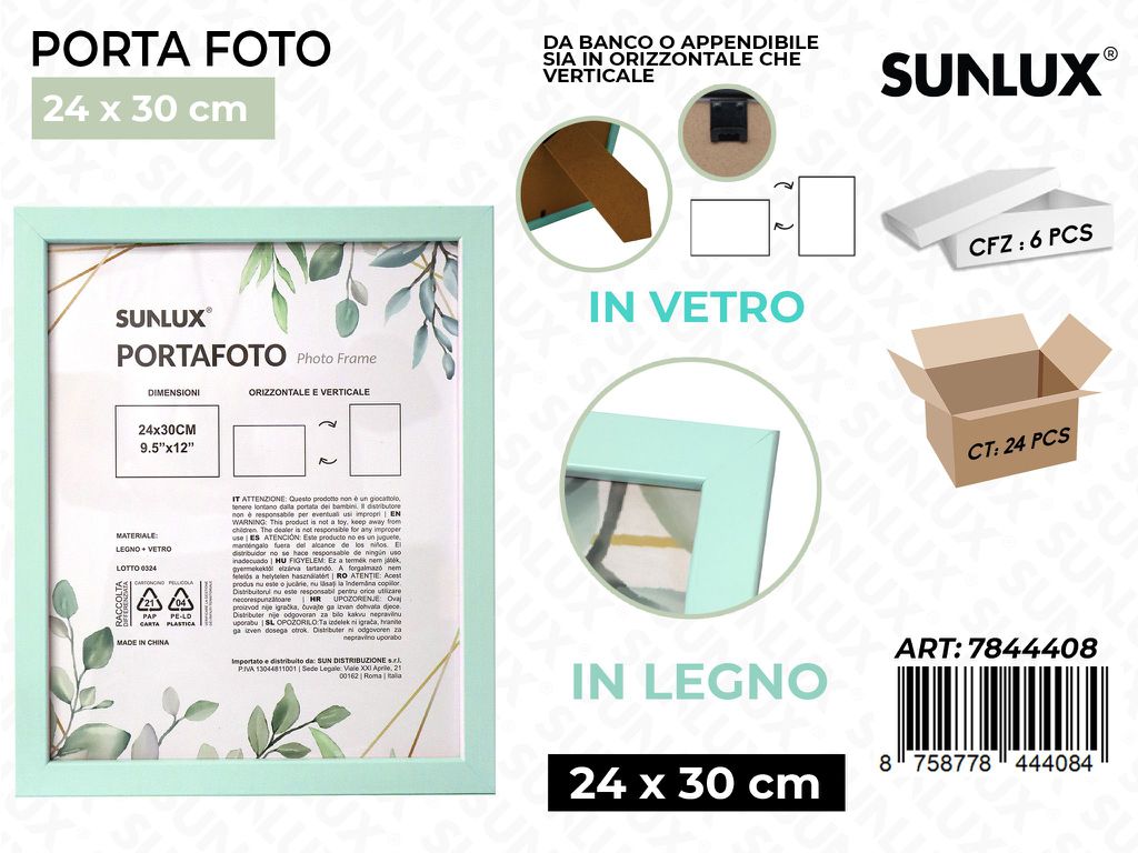 Sunlux Portafoto Celeste Legno 24*30CM