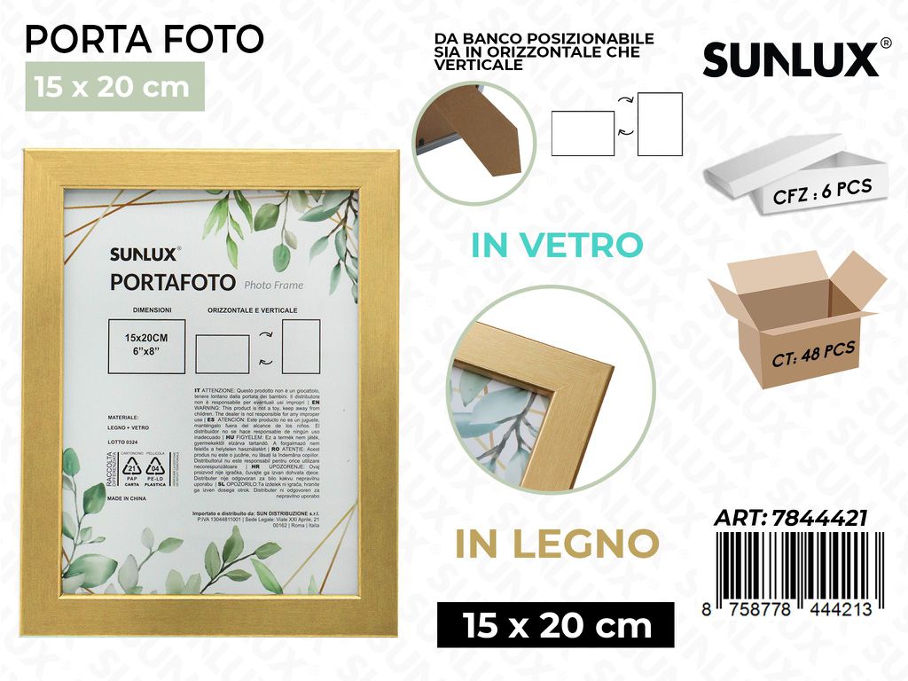 Sunlux Portafoto Oro Legno 15*20CM