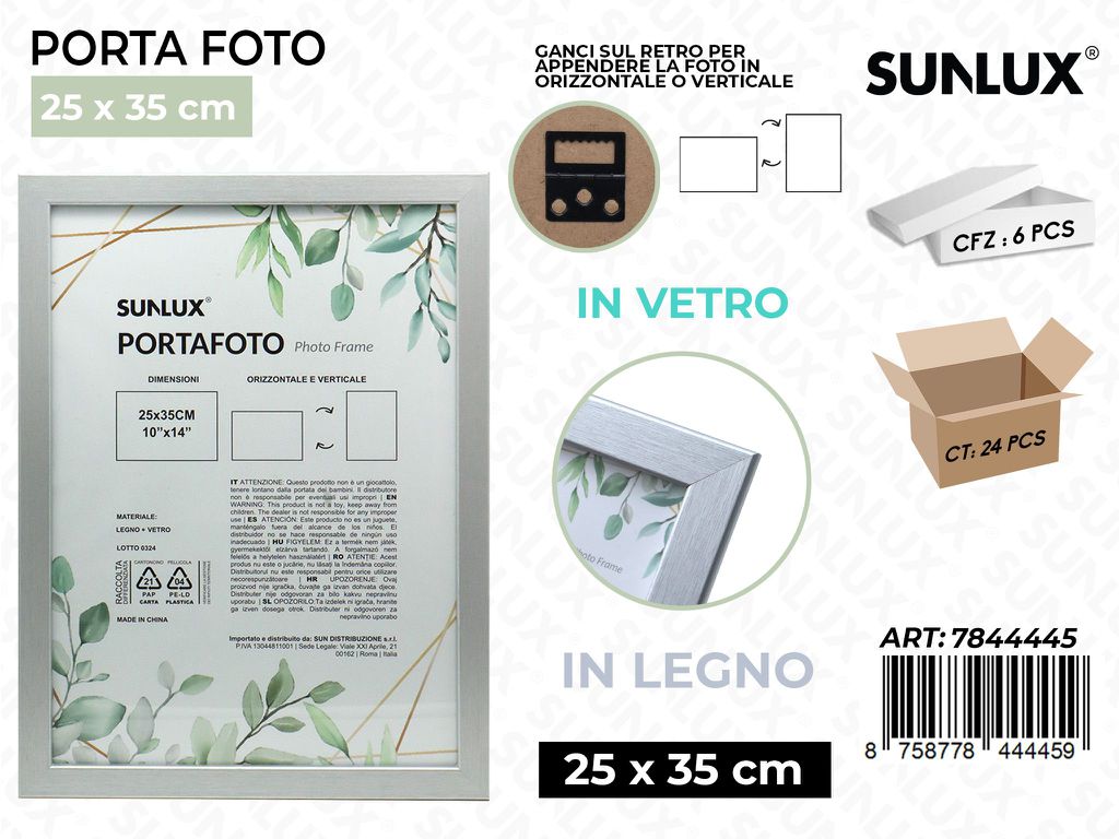 Sunlux Portafoto Argento Legno 25*35CM