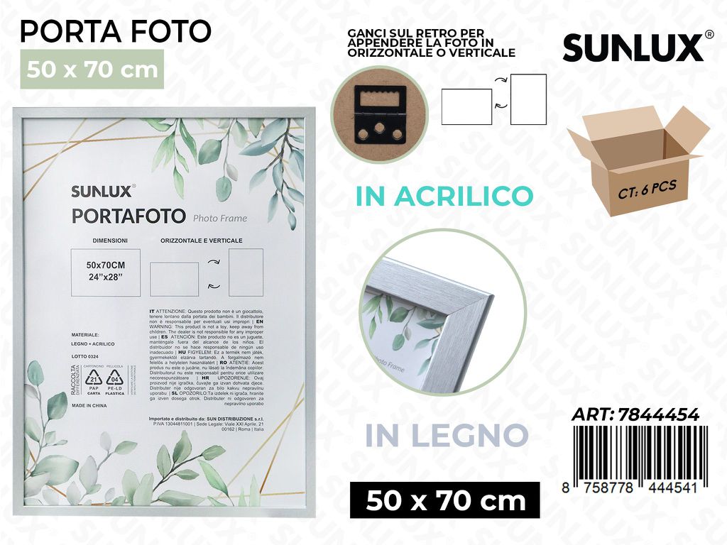 Sunlux Portafoto Argento Legno 50*70CM