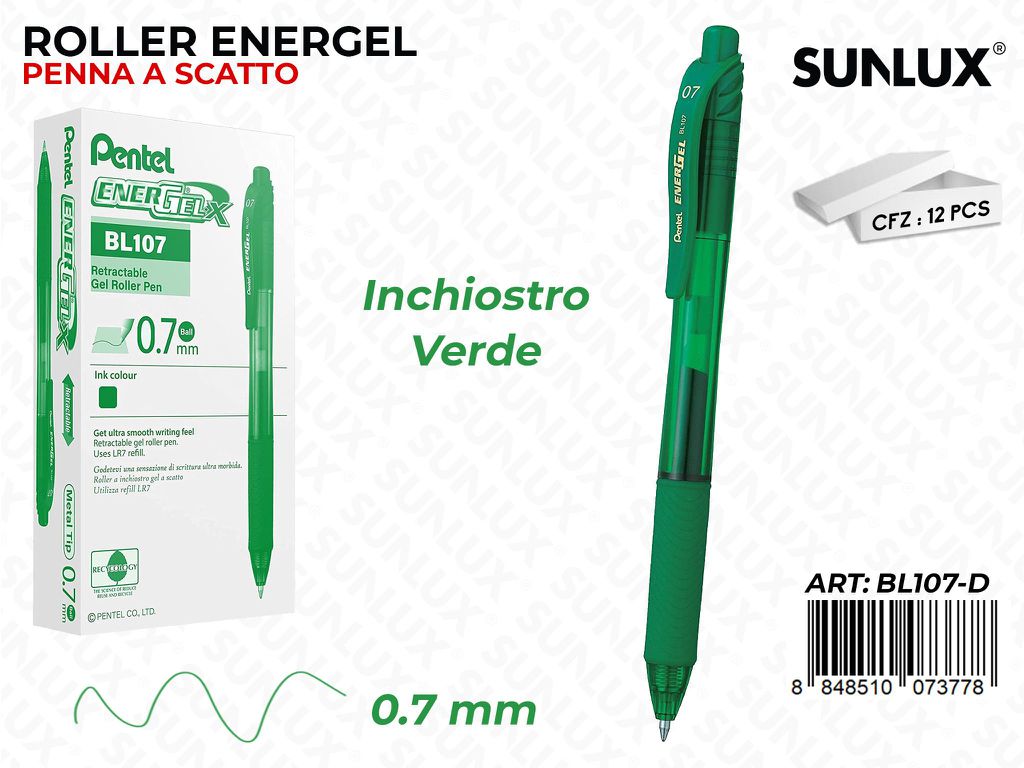 Pentel Energel X Click Verde 0.7MM