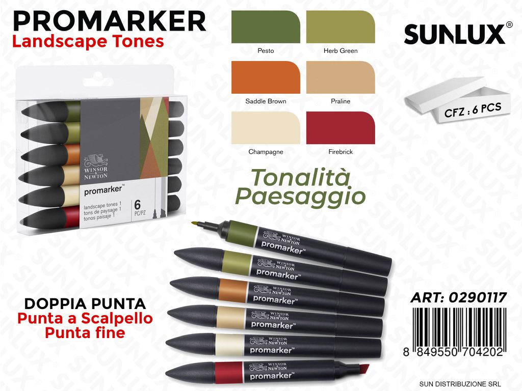 Promarker Brush T. Paesaggio Doppia P. 6PCS