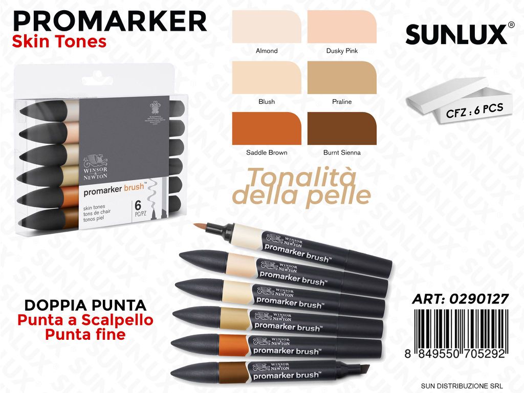 Promarker Brush T. della Pelle Doppia Punta 6PCS