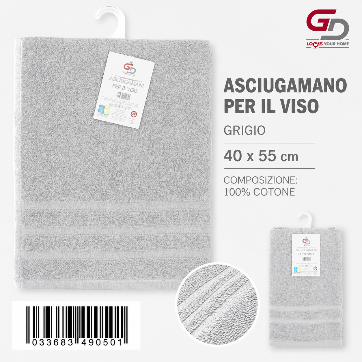 Guest Towels Grigio Chiaro 40X55 16/S Ring 380