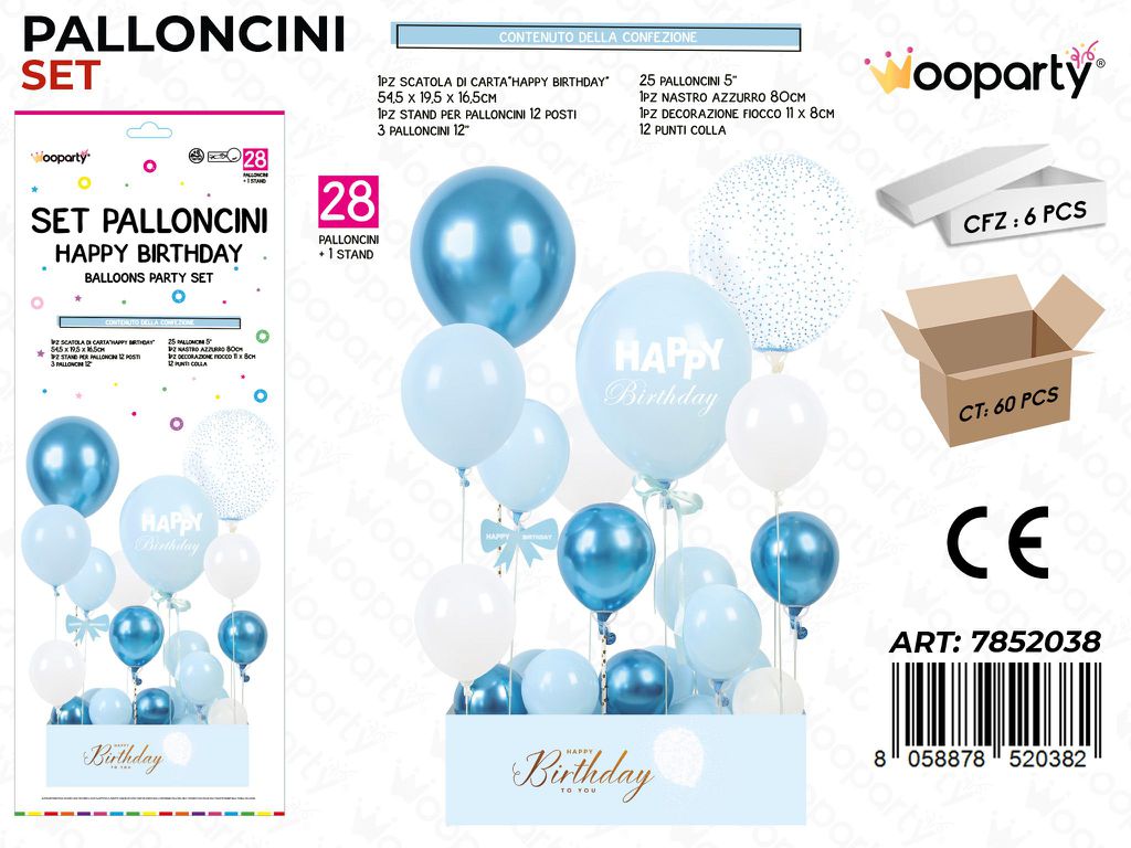 Wooparty Set Pallon. c/ Stand H. Birthday 28PCS