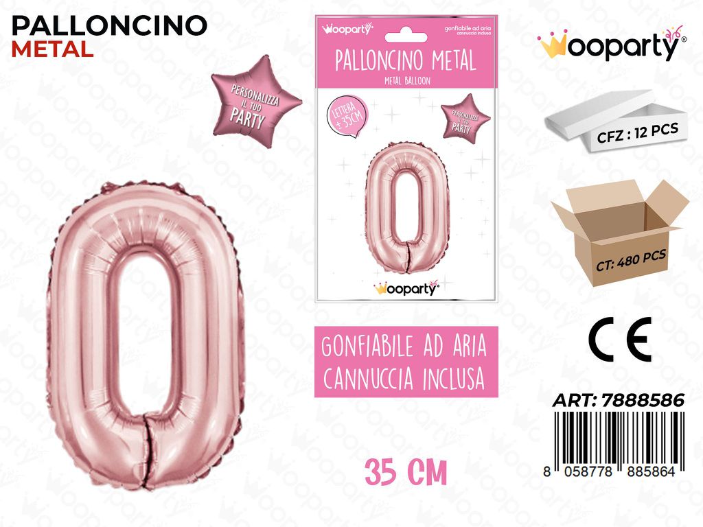 Palloncino Metal Oro Rosa 35CM Let. O