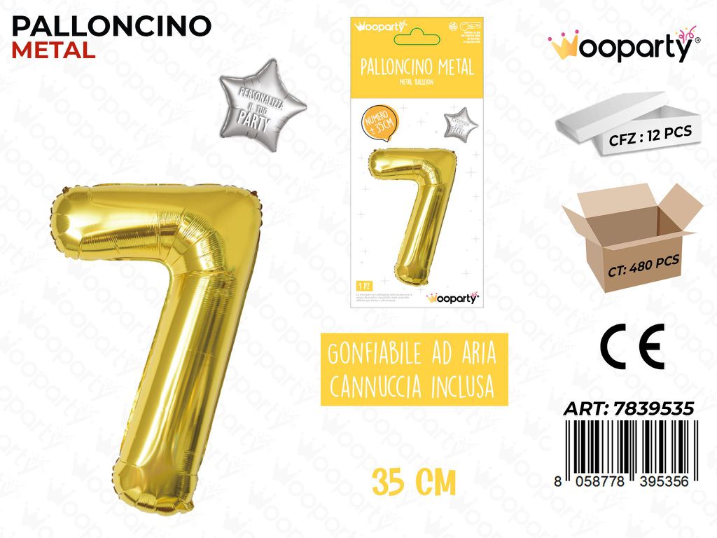 Palloncino Oro Metal 35CM N. 7
