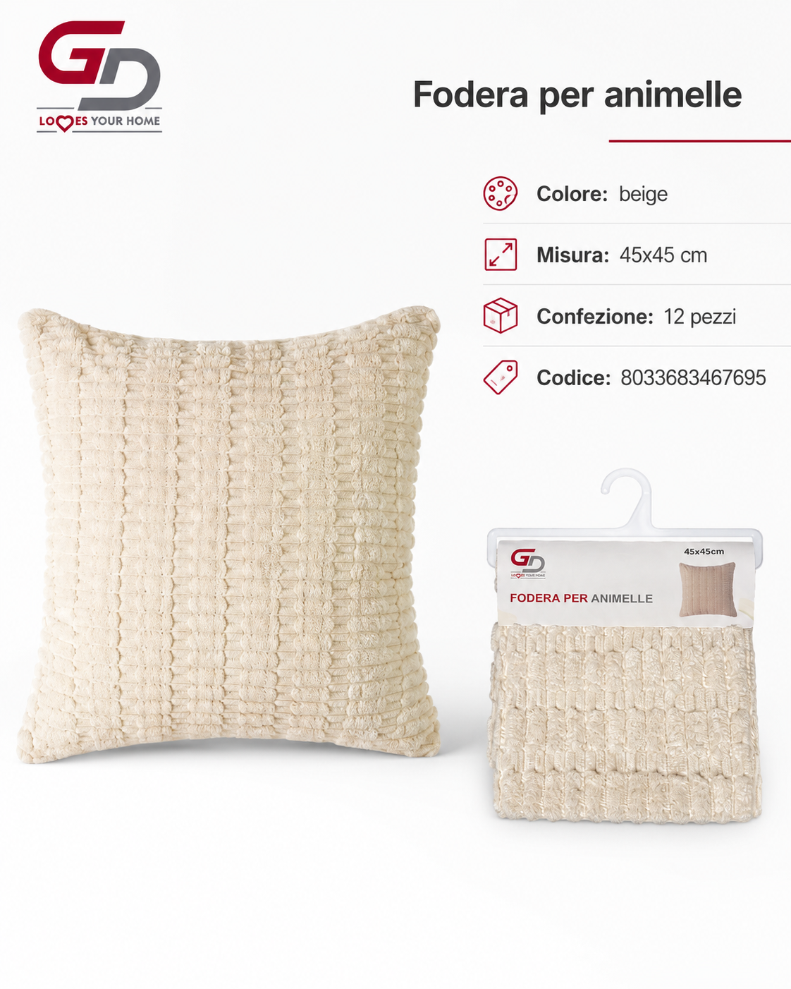Federa Per Cuscino Animelle 45*45Cm
