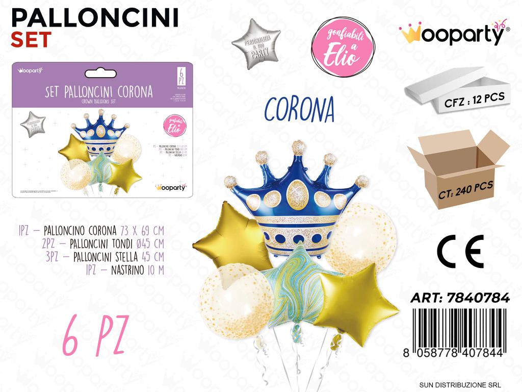 Set Palloncini Corona Celeste 6PCS Ass.