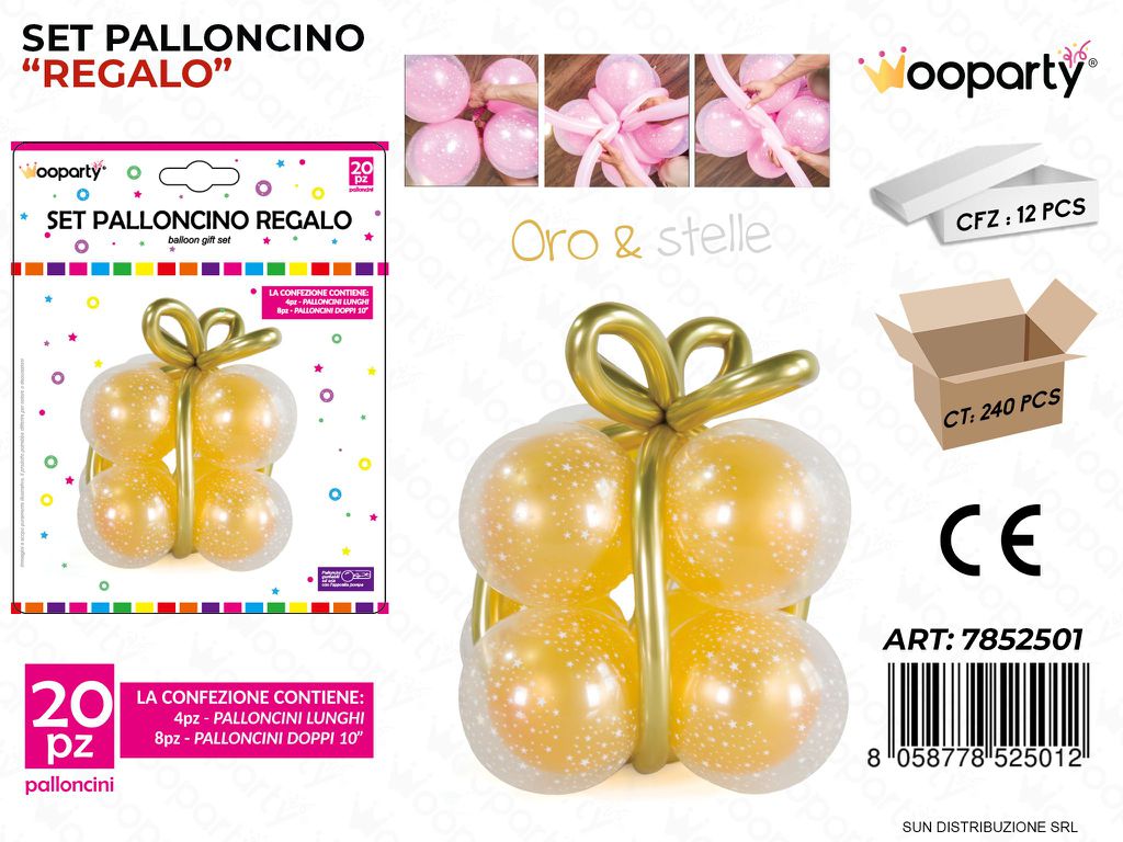 Set Palloncino Regalo ORO*STELLE 20PCS