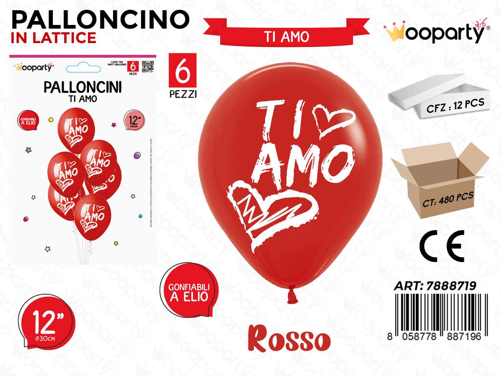 Palloncini Tiamo Rosso 12 6PCS