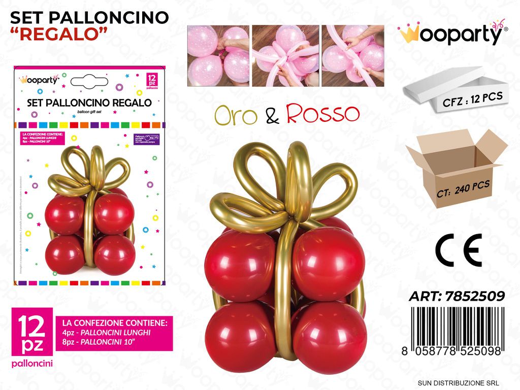 Set Palloncino Regalo ORO*ROSSO. 12PCS