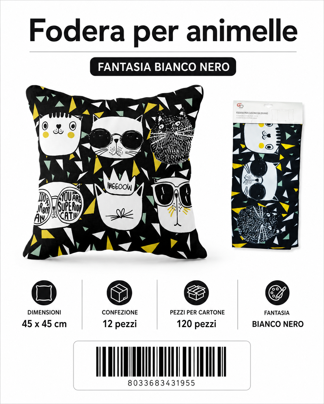 Federa Per Cuscino Animelle 45*45Cm