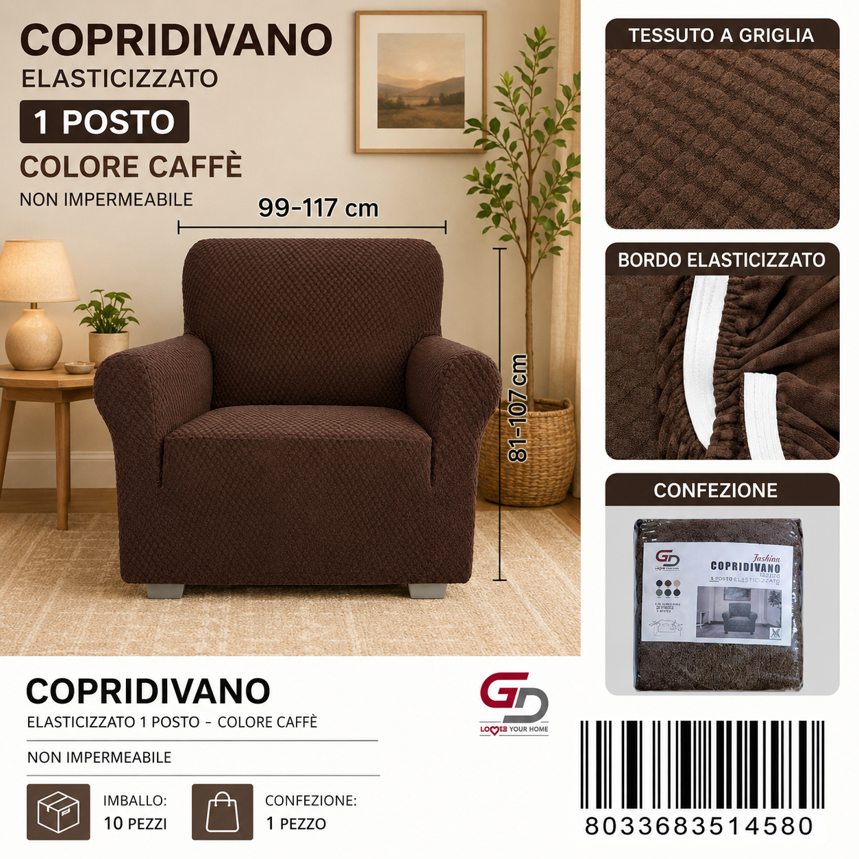 Copridivano 1Posto Non Impermeabile