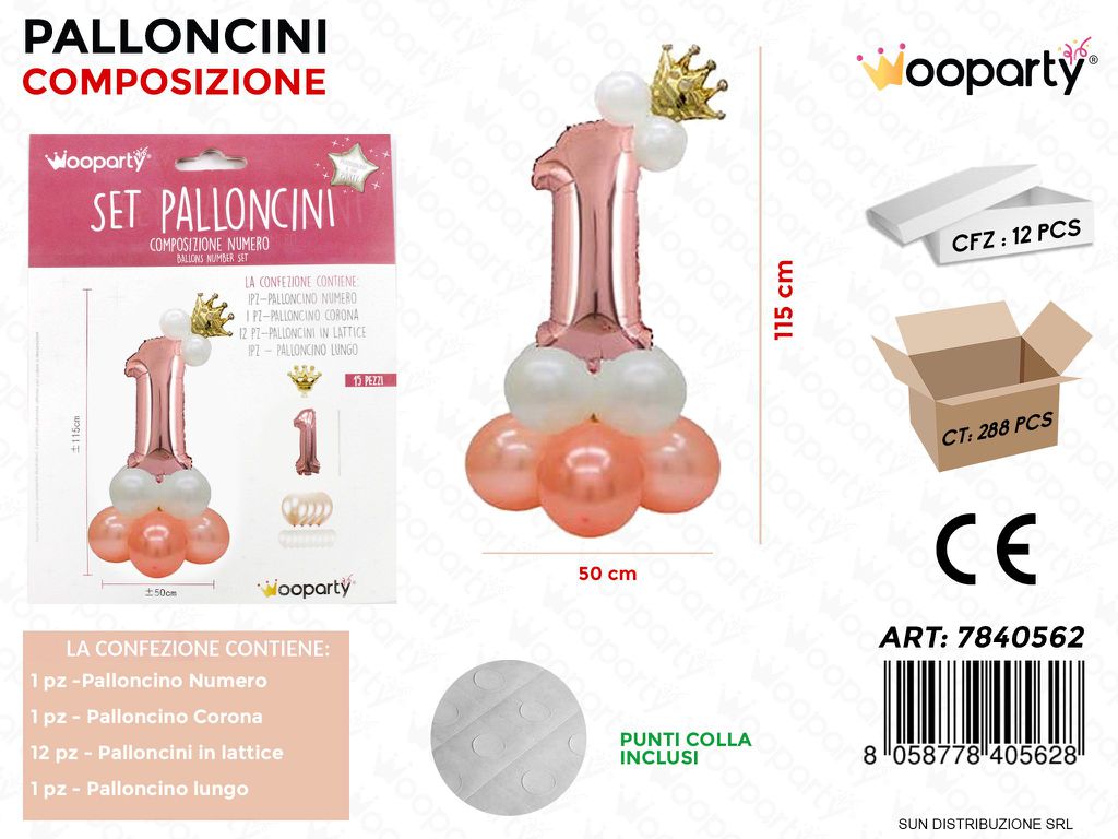 Set Palloncini Comp. Numero 1 50*115CM
