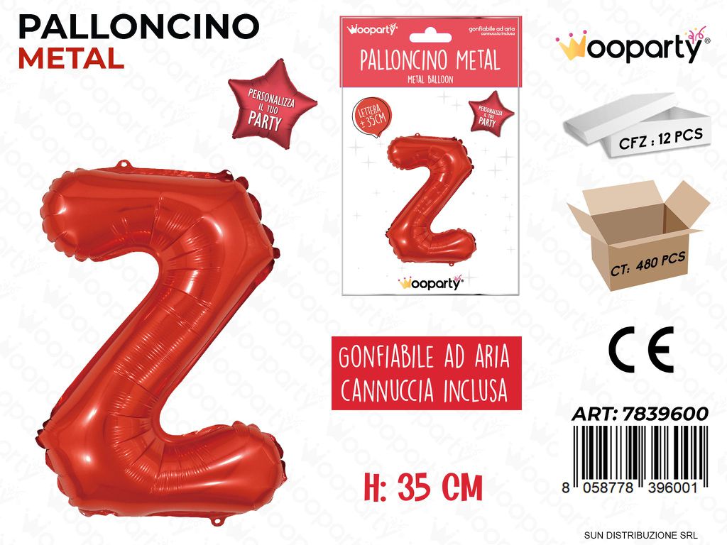 Palloncino Rosso Metal 35CM L. Z