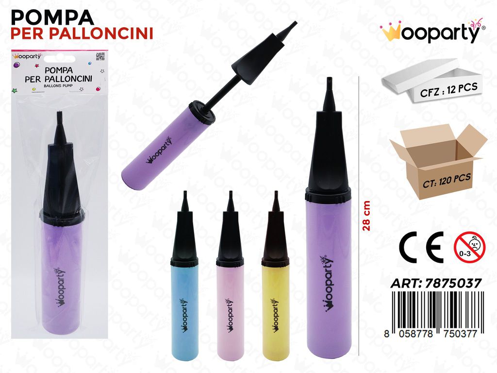 Wooparty Pompa per Palloncini Ass. 28CM