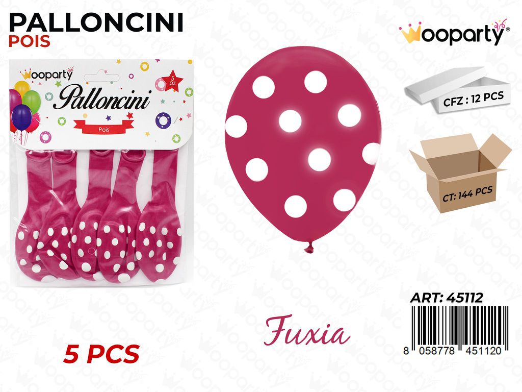 Palloncini Fucsia Pois 10 5PCS