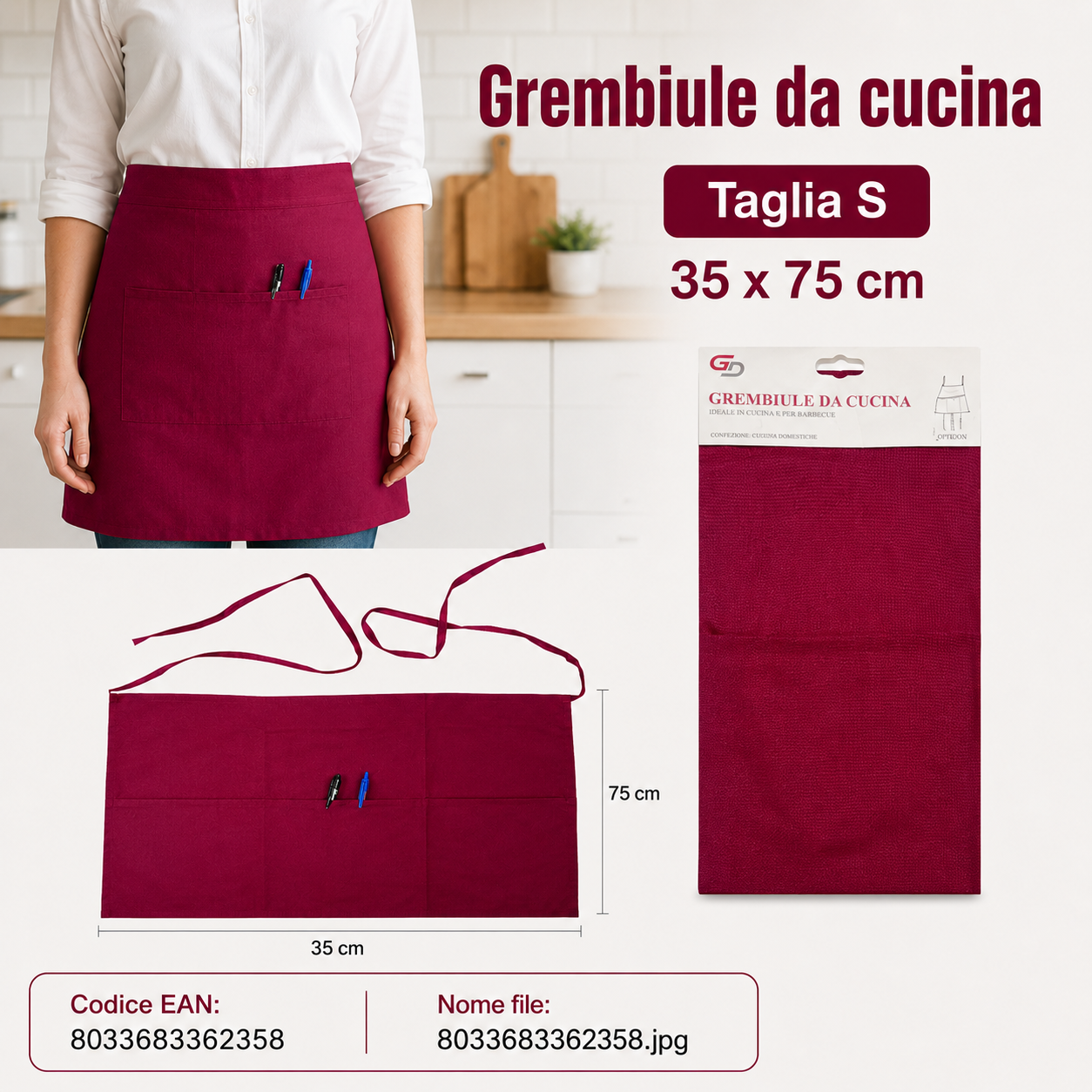 Grembiule Da Cucina S 35*75Cm