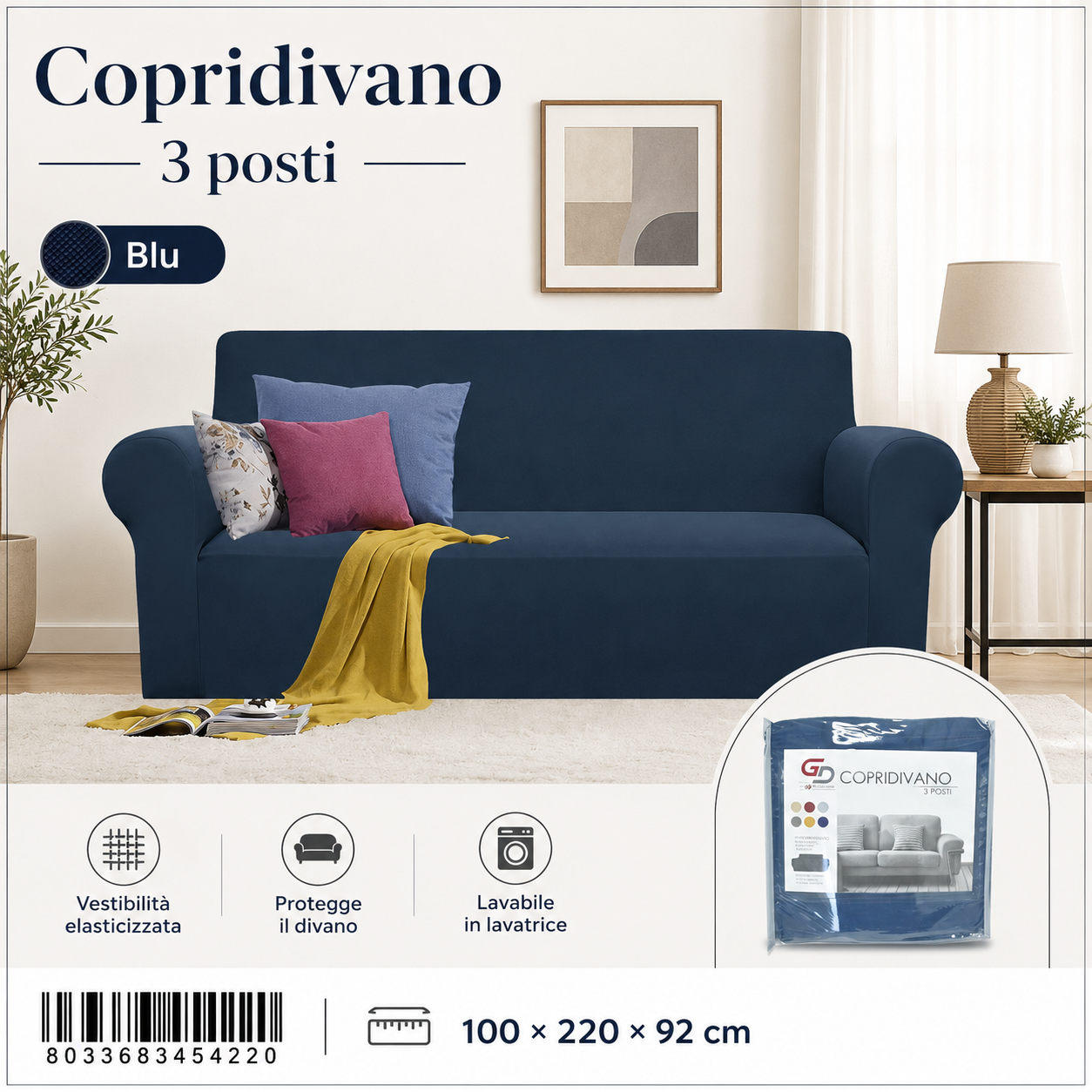 Copridivano Elasticizzato Elisa 3 Posti 210G