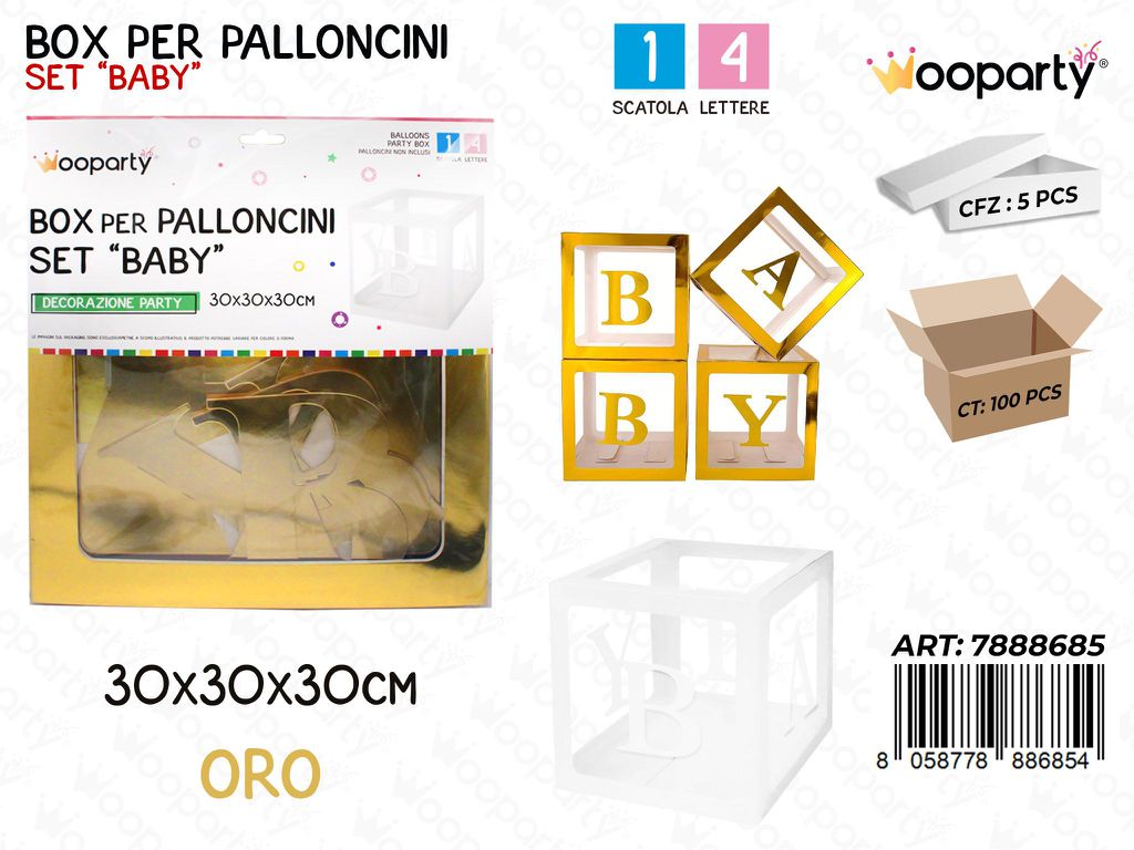 Wooparty Box Pallonc. Baby Oro 30*30*30CM