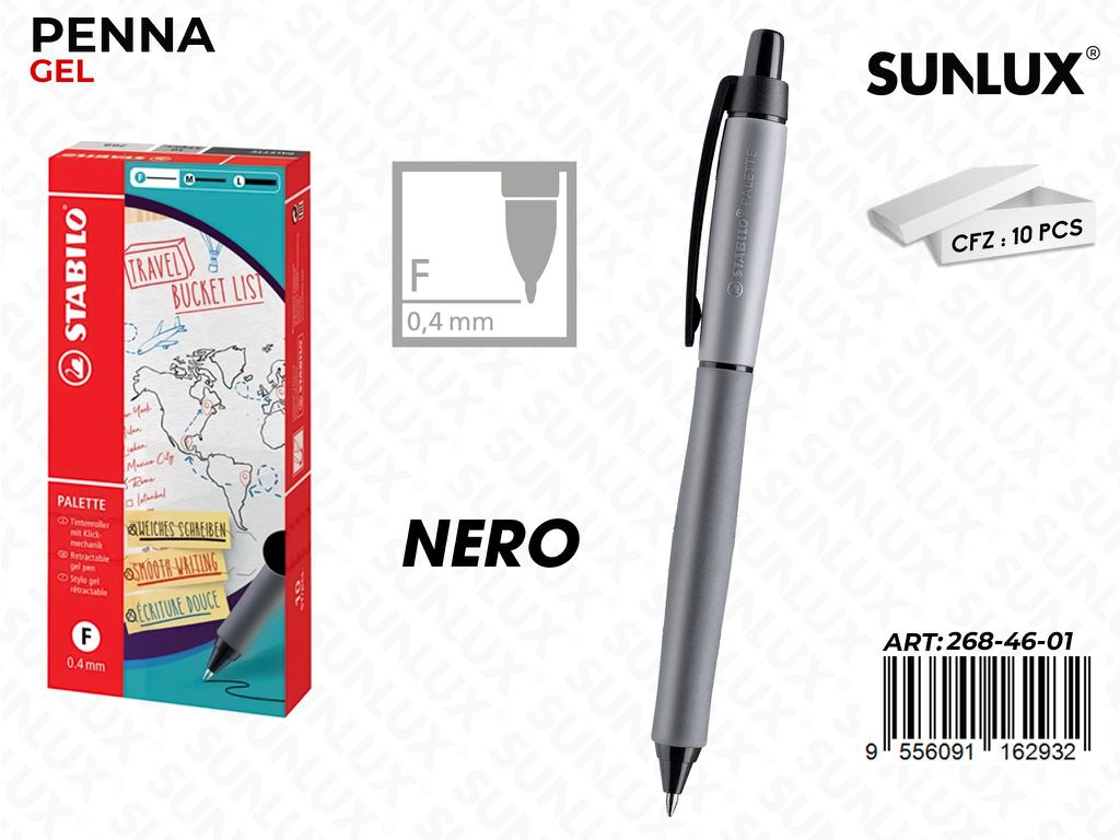 Stabilo Penna Gel Palette Nero F 0.4MM