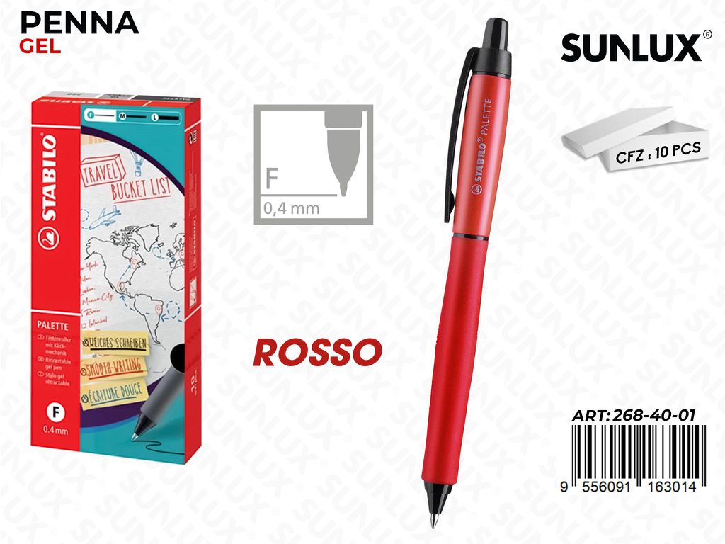 Stabilo Penna Gel Palette Rosso F 0.4MM