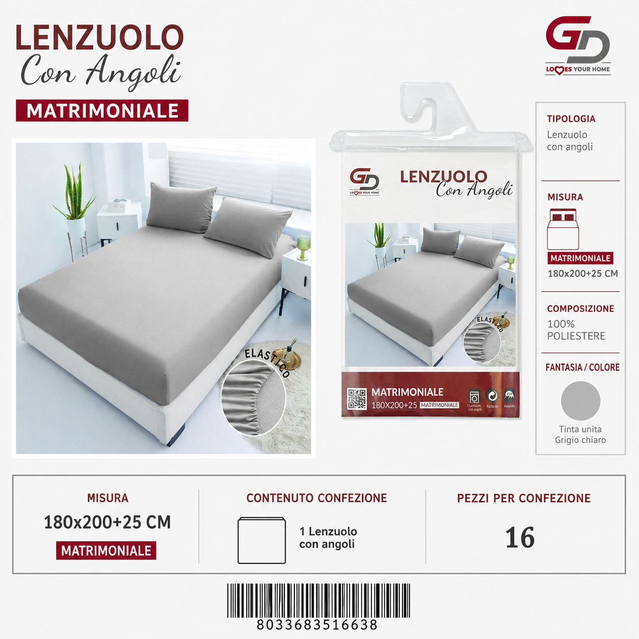 Lenzuolo Con Angoli Copripiumino+2 Federe Cuscino