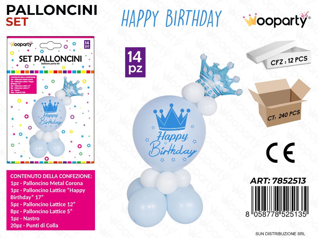 Set Palloncini Happy Birthday Cel. 14PCS