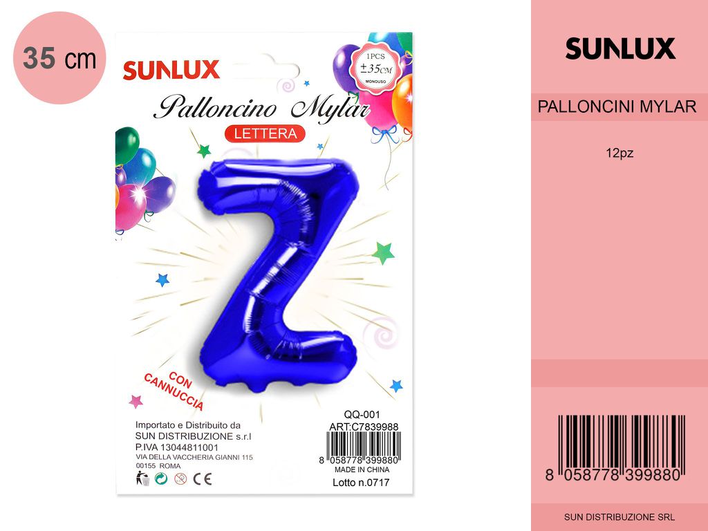 Palloncino Mylar Blu Lettera Z