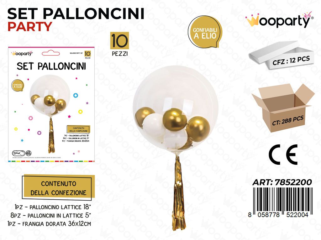 Set Palloncini Party Bia-oro 10PCS