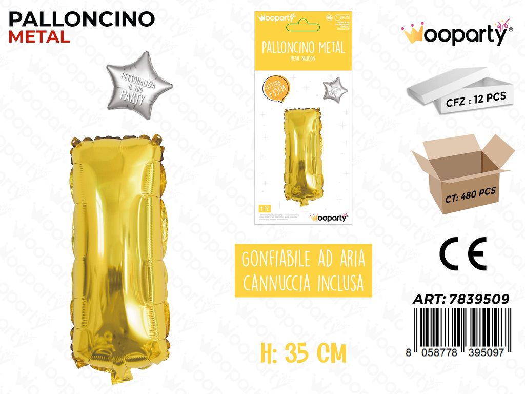 Palloncino Oro Metal 35CM Lettera i