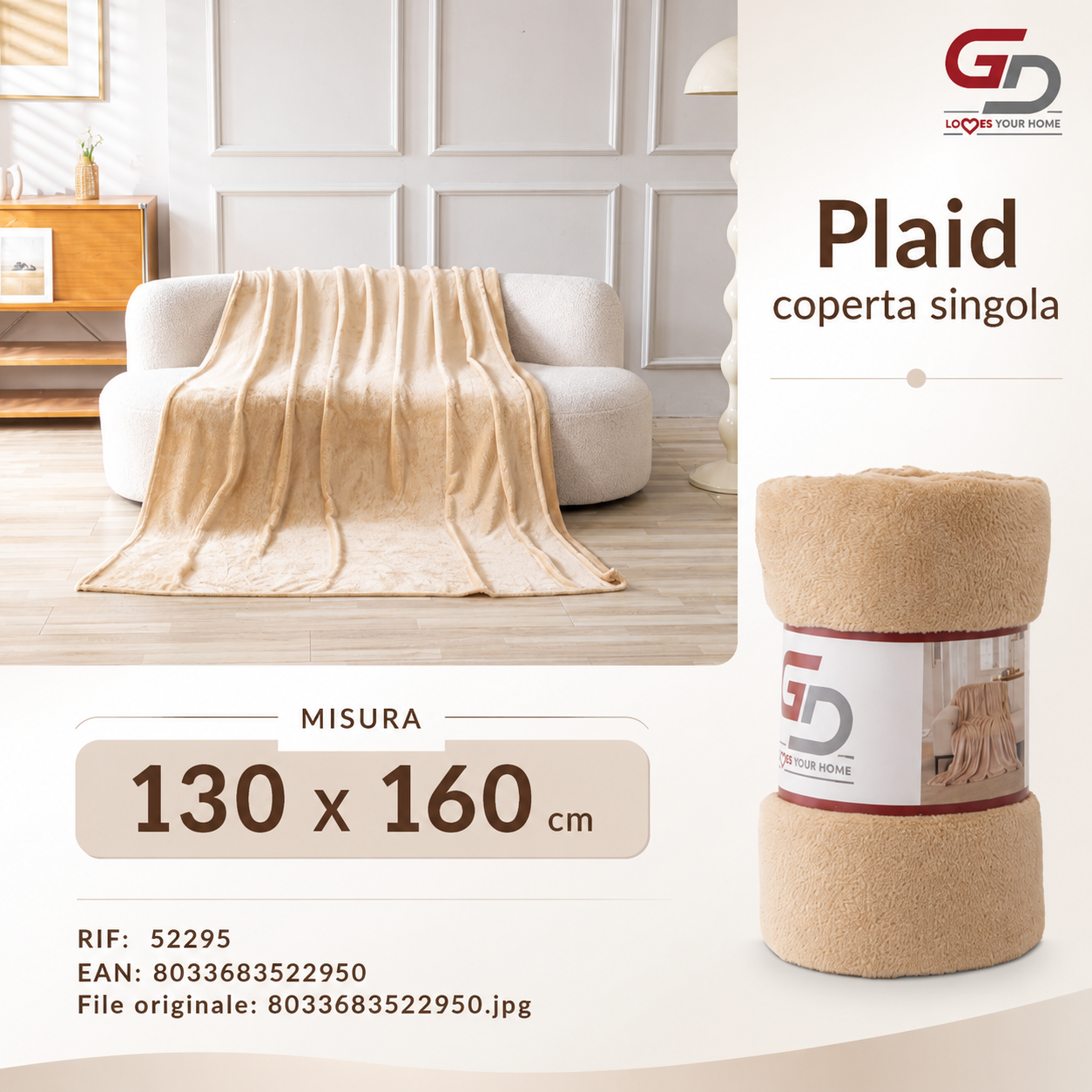 Plaid Coperta Singola 130*160Cm