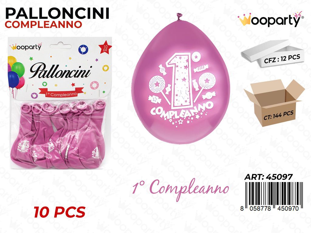 Palloncino 1 Compl. Rosa 10PCS