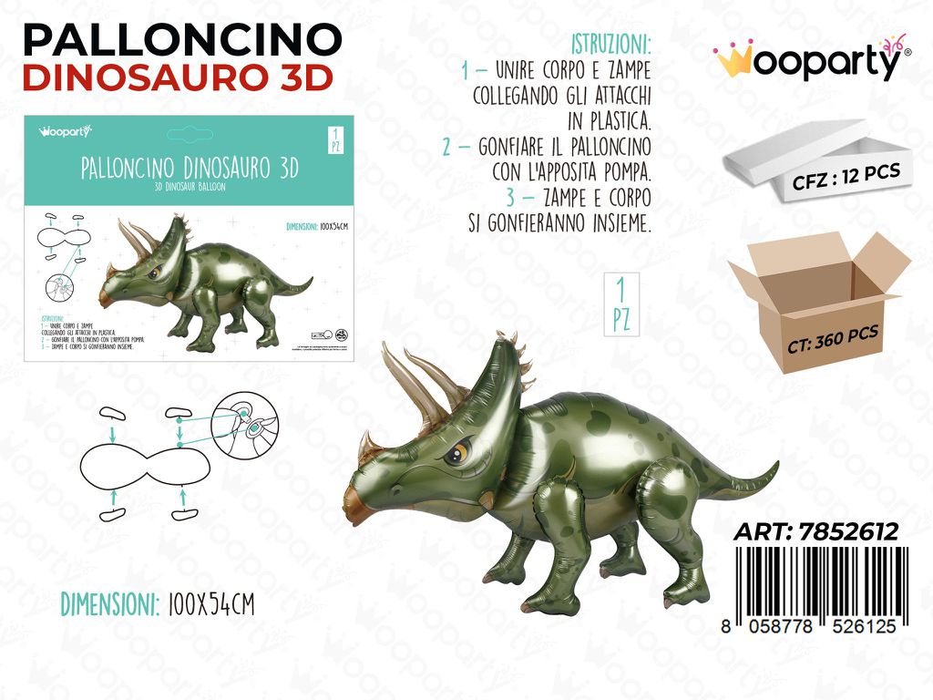 Palloncino Dinosauro 3D 100*54CM