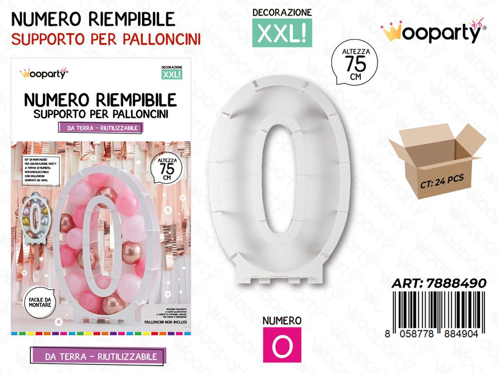 Wooparty Num. Riempibile Pallonc. N.0 75CM