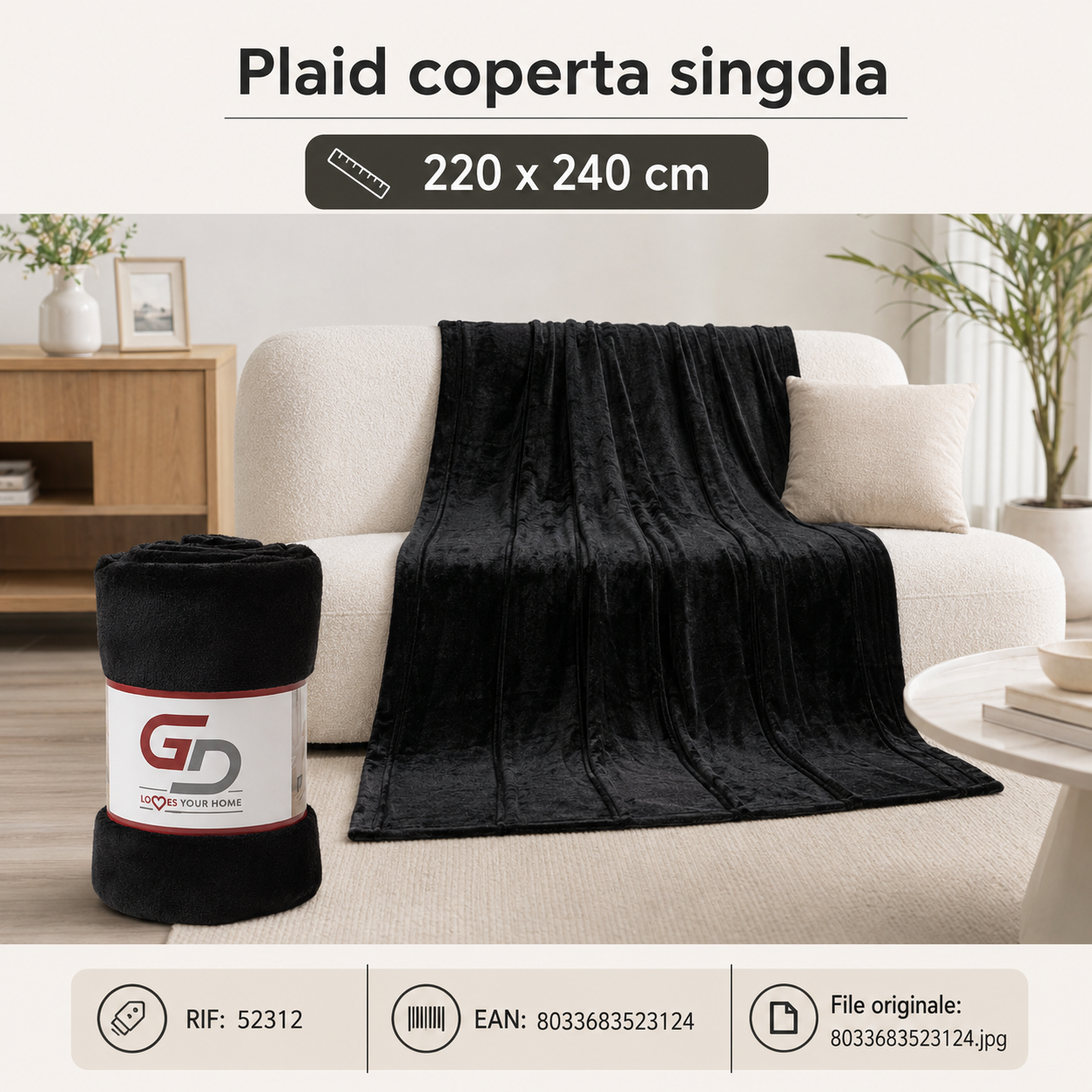 Plaid Coperta Singola 220*240Cm