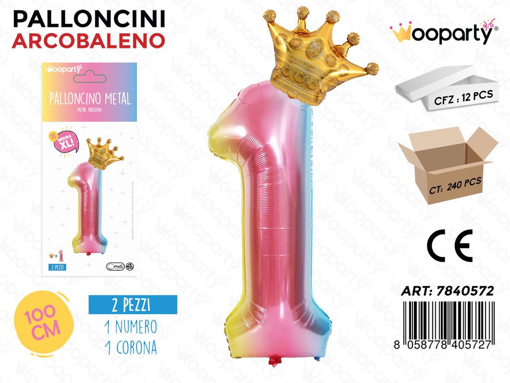 Set Palloncini Arcobaleno N. 1 100CM