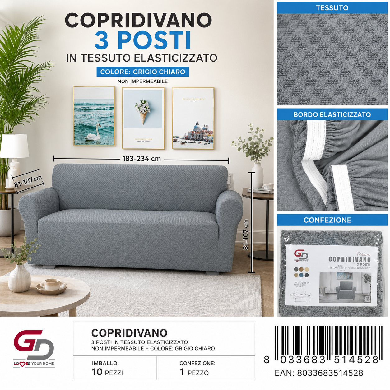 Copridivano 3Posti Non Impermeabile