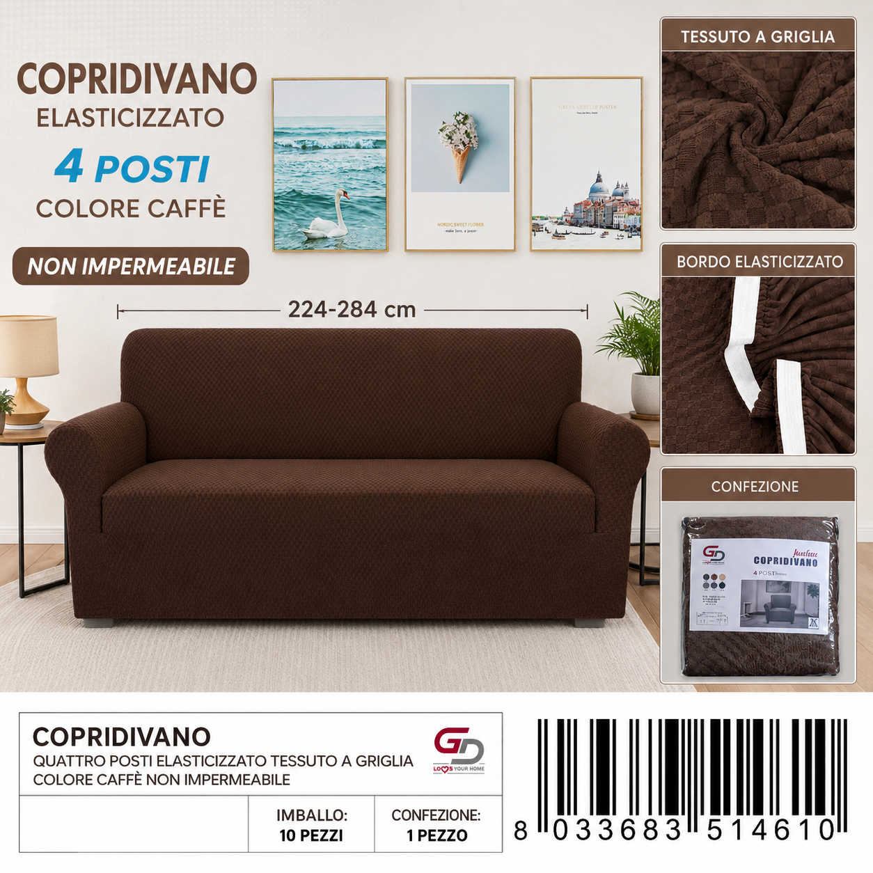 Copridivano 4Posti Non Impermeabile