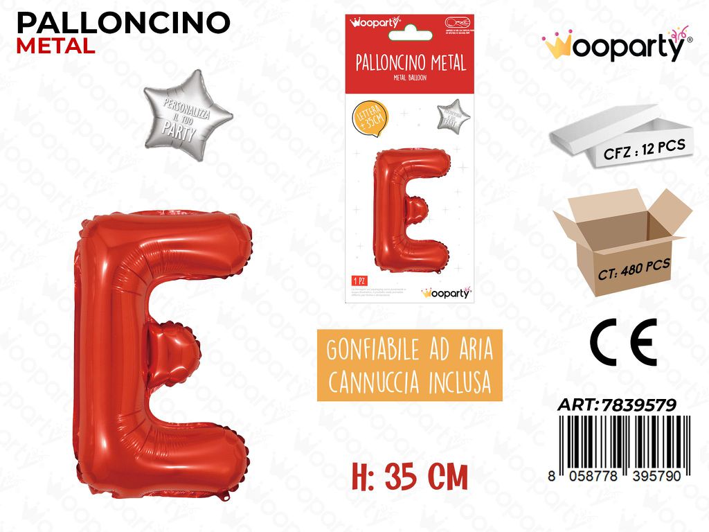 Palloncino Rosso Metal 35CM L. E